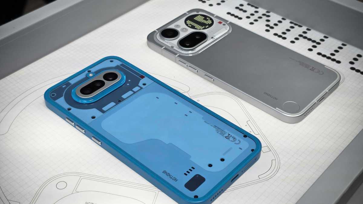 Nothing Phone 4a blue 4a Pro silver back angled