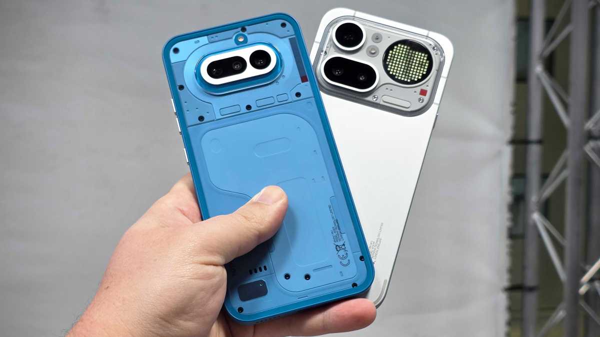 Nothing Phone 4a blue 4a Pro silver back handheld fan